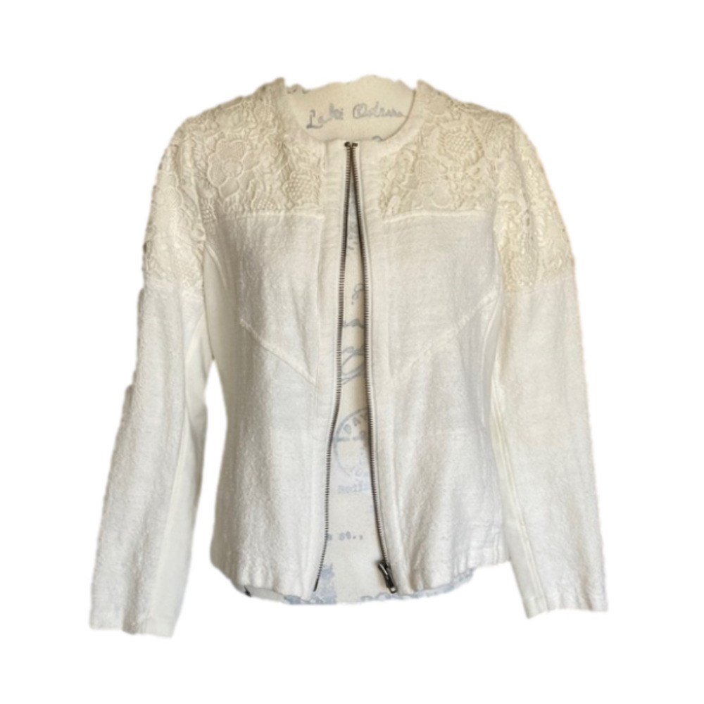 Cabi White Lace Zip Up Jacket Style 715 Size Large - Picture 7 of 7